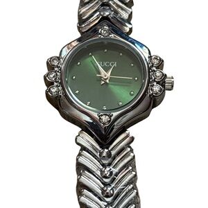 🔥 SALE $100 Fashion Lux  Women's Watch with Green Dial and Silver Band